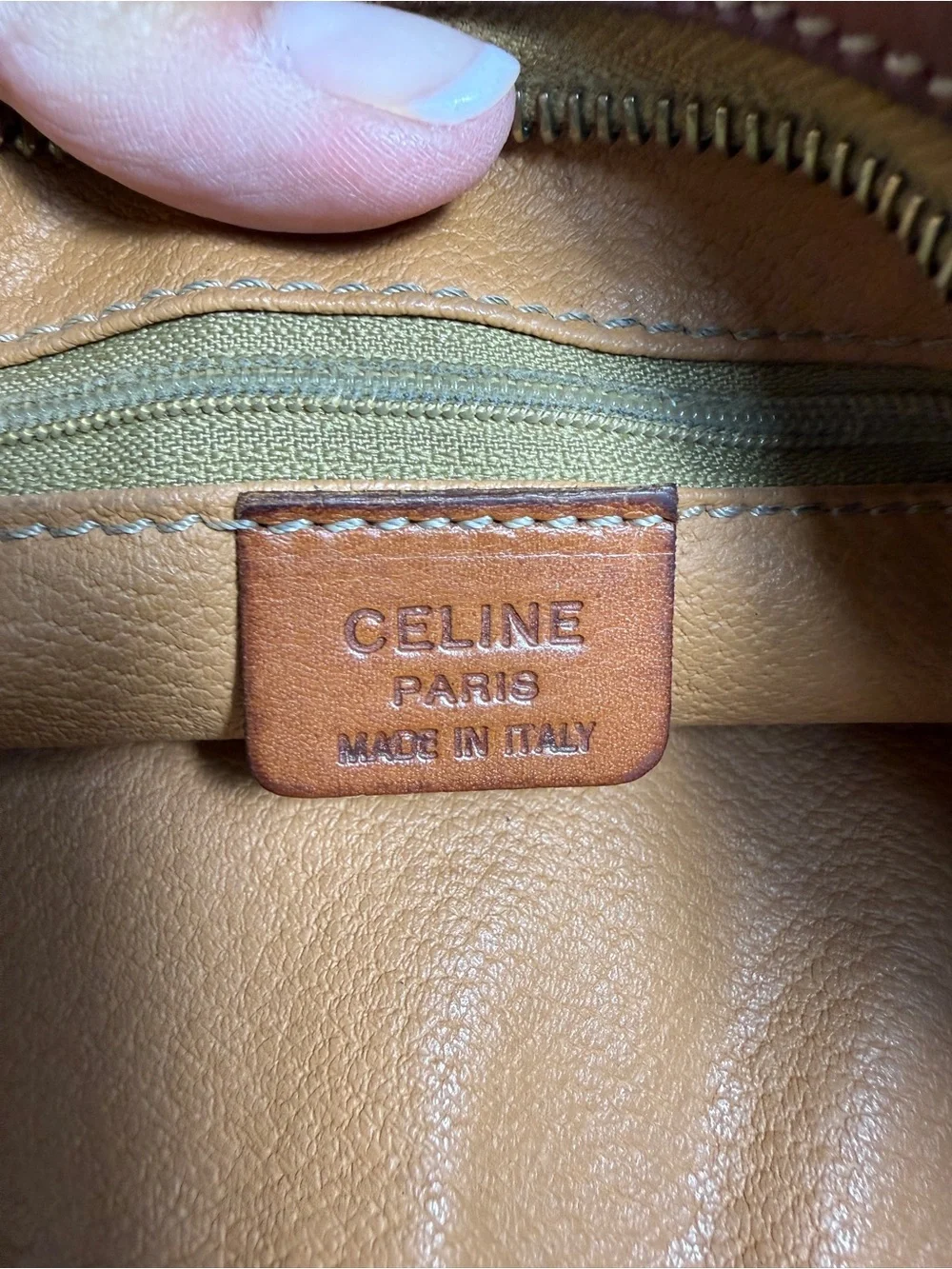 CELINE Macadam Triomphe Brown Clutch Wristlet Bag Gold Hardware Vintage